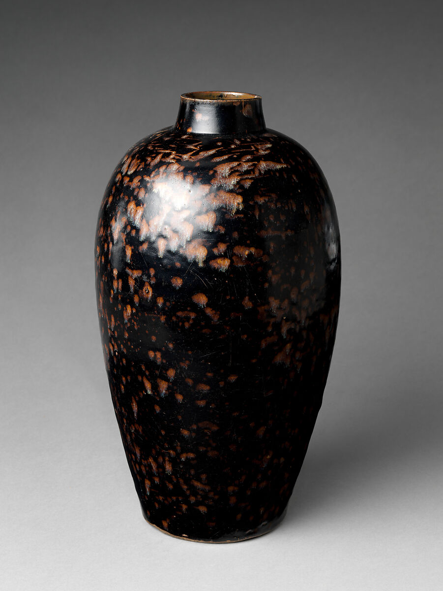 Bottle in Meiping Shape with “Tortoiseshell” Glaze, Stoneware with iron glaze (Jizhou ware), China 