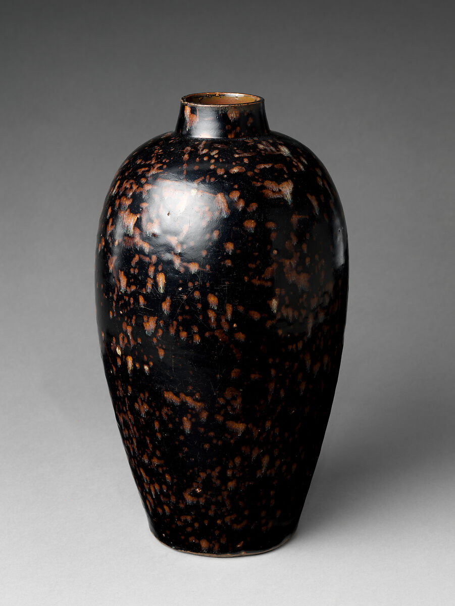 Bottle in meiping shape with “tortoiseshell” glaze, Stoneware with iron glaze (Jizhou ware), China