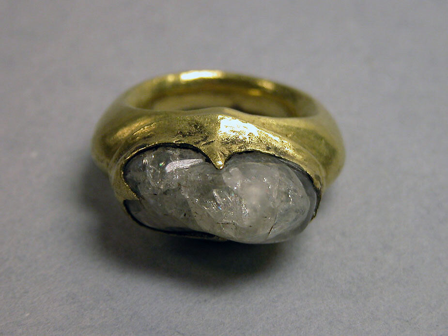 Ring with Inset Clear Stone, Gold with stone, Indonesia (Java) 