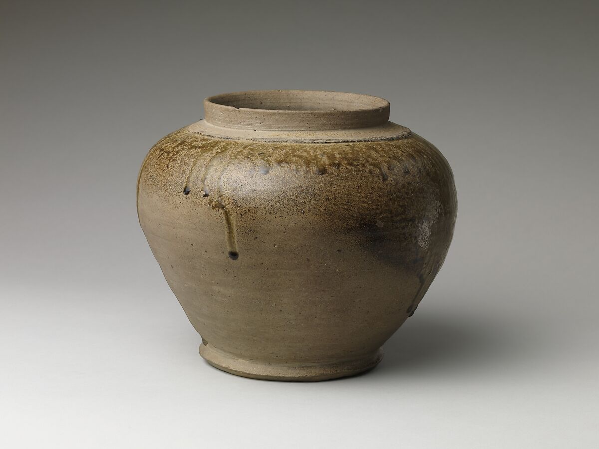 Urn or Jar, Stoneware with natural ash glaze (Sue ware), Japan