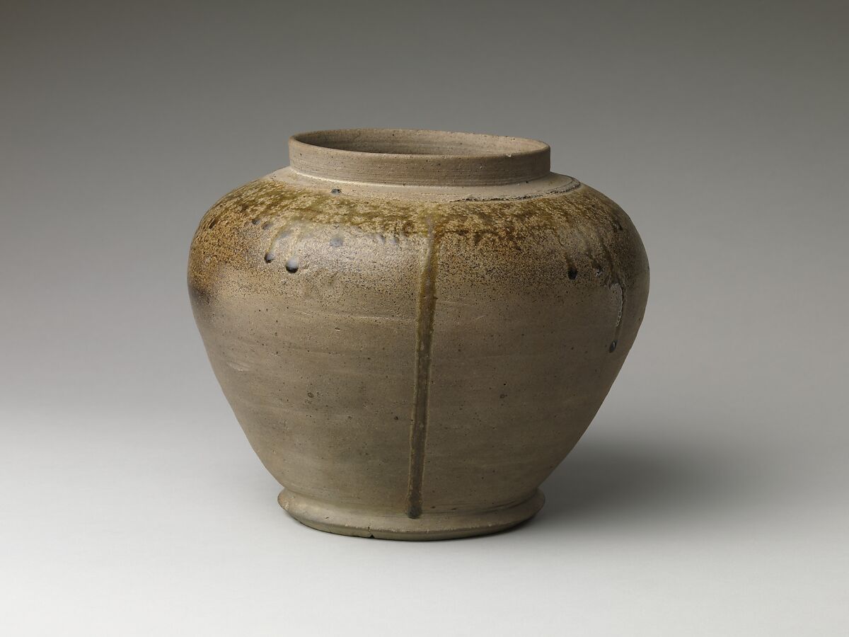 Urn or Jar, Stoneware with natural ash glaze (Sue ware), Japan