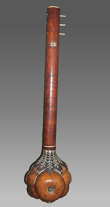 Sitar, Gourd, wood, ivory, metal, Indian 