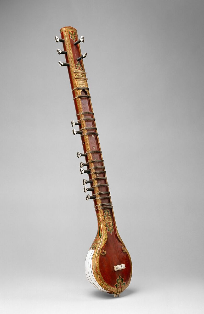 Sitar, Gourd, wood, ivory, metal, Indian 