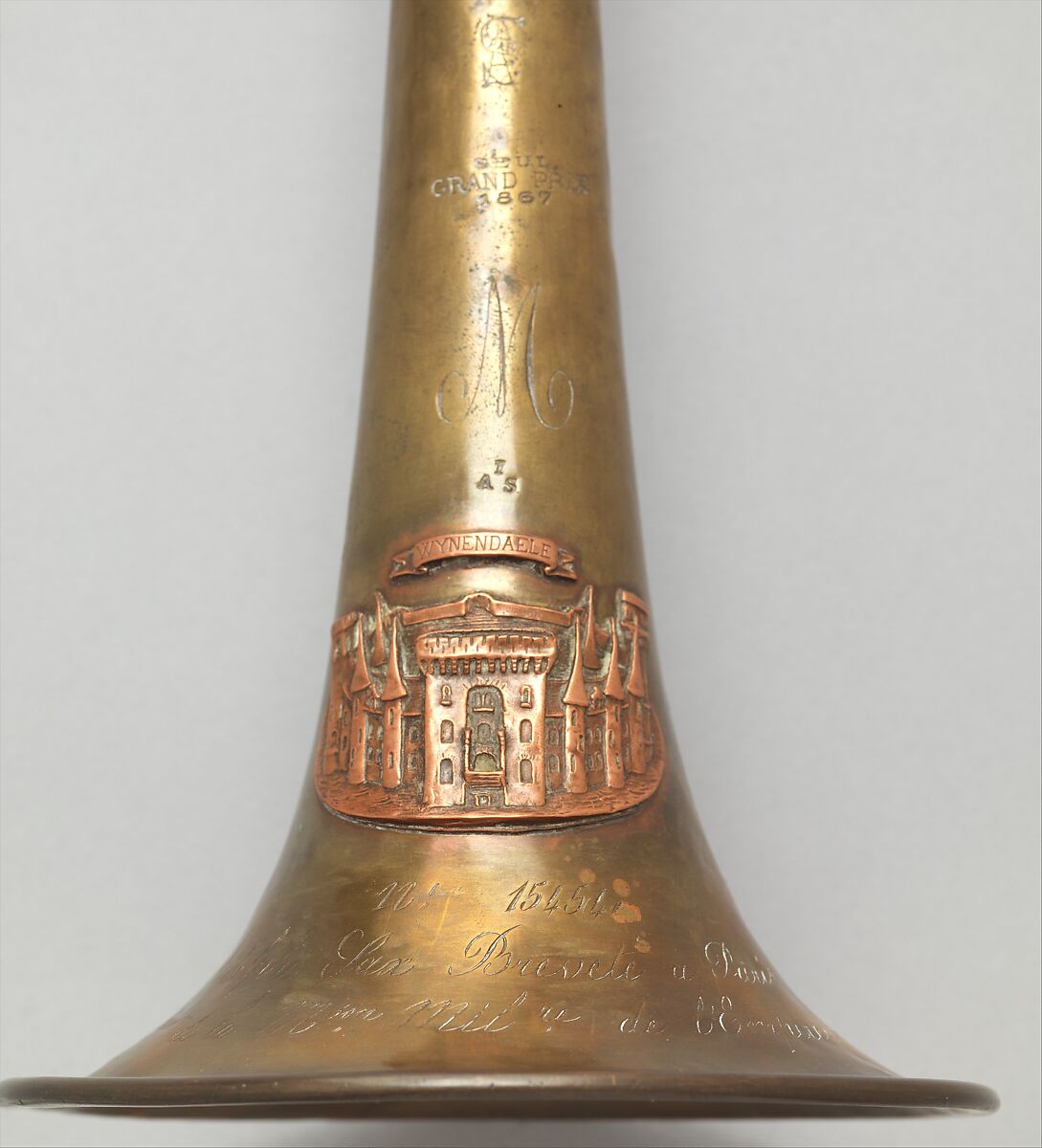 Fanfare trumpet in E-flat, Adolphe (Antoine Joseph) Sax (Belgian, Dinant, Belgium 1814–1894 Paris), Brass, French