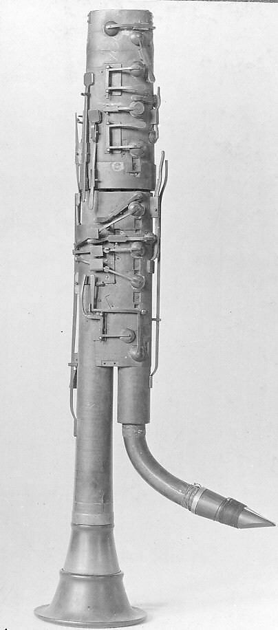 Bass Clarinet, Probably Paolo Maino (Italian, Milan active 1836–1881 Milan), Wood, nickel-silver, brass, Italian