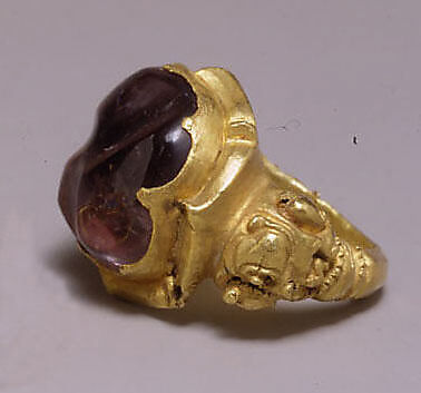 Ring with Large Purple Stone in Oval Mount, Gold with purple stone, Indonesia (Java) 