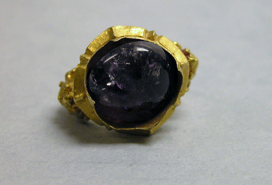 Ring with Purple Circular Stone, Gold with purple stone, Indonesia (Java)