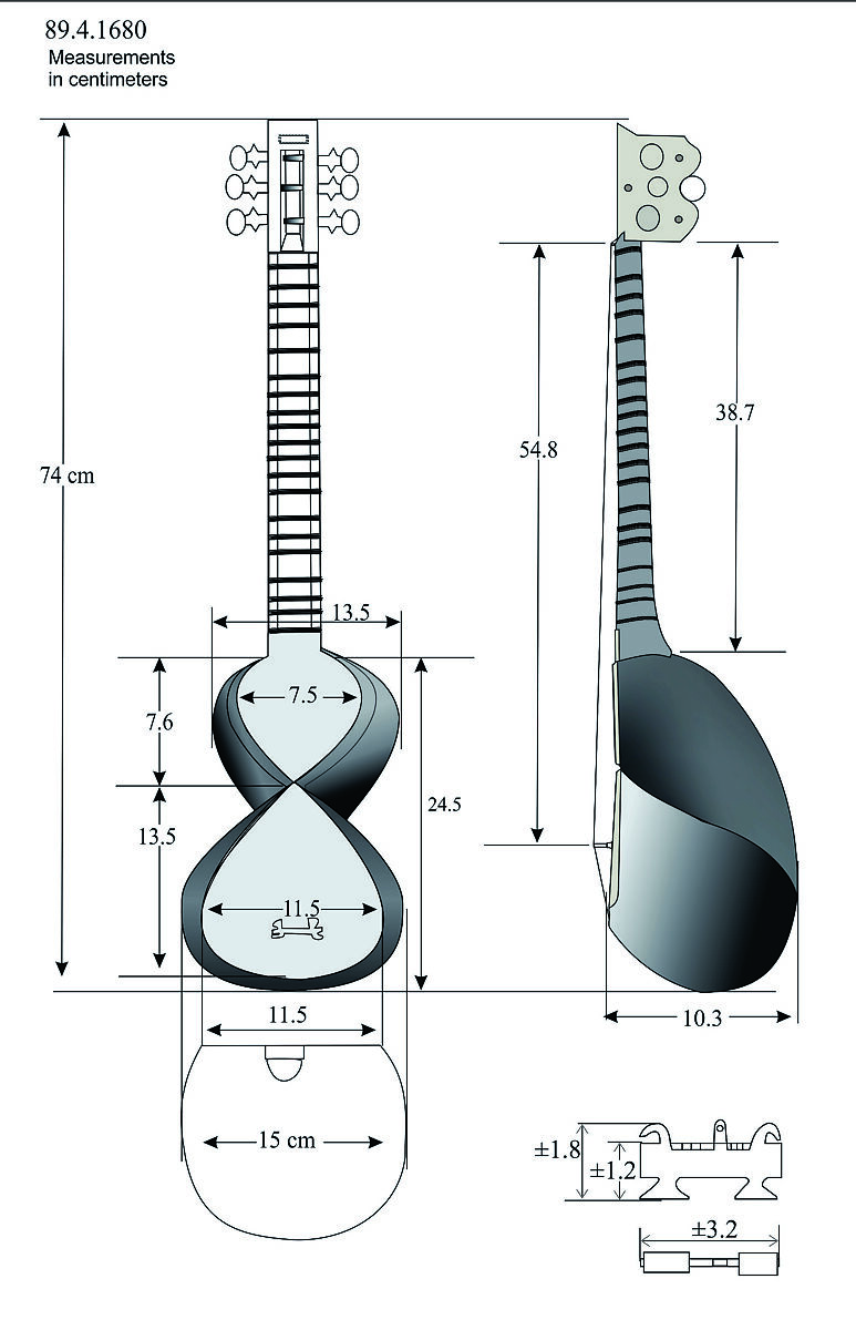 Tār-e Jorre (small tār), Wood, skin, metal, mother of pearl, Iranian (Persian)