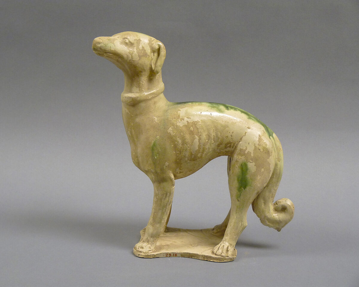 Dog, Earthenware with white and green glazes, China 