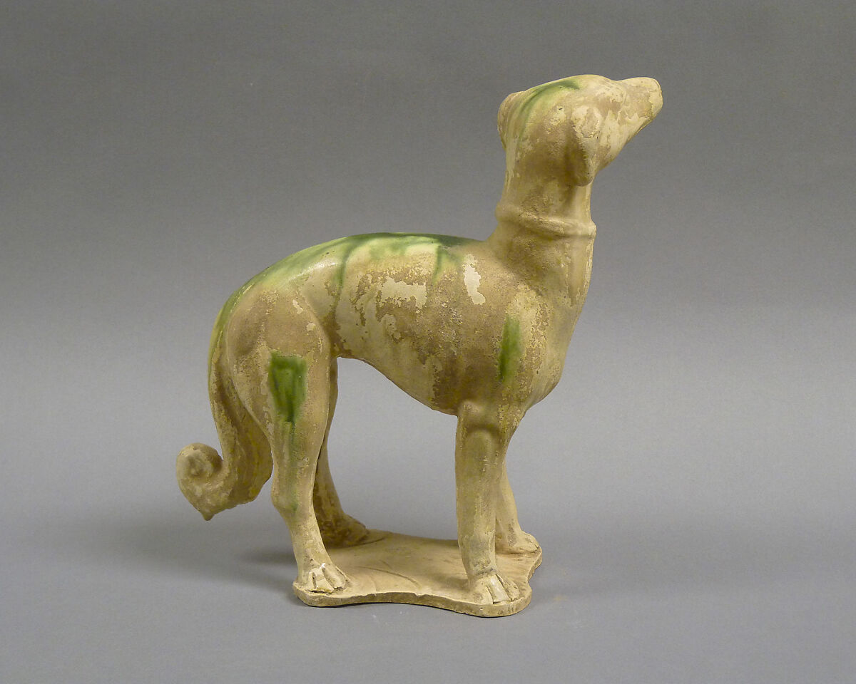 Dog, Earthenware with white and green glazes, China