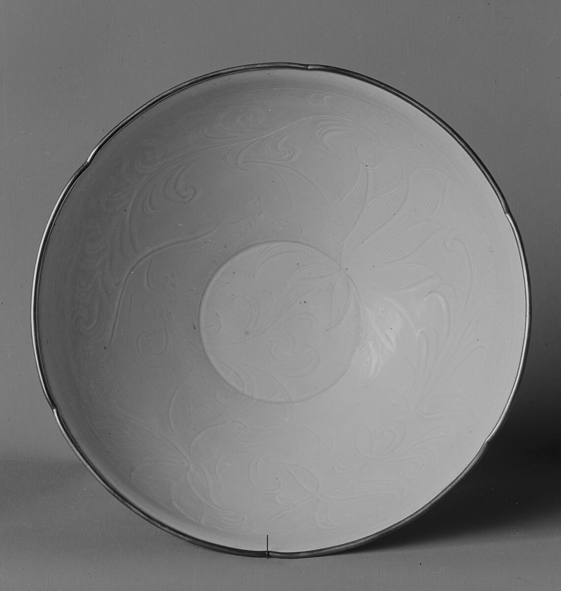 Bowl, Porcelain with incised design under ivory white glaze (Ding ware), China 