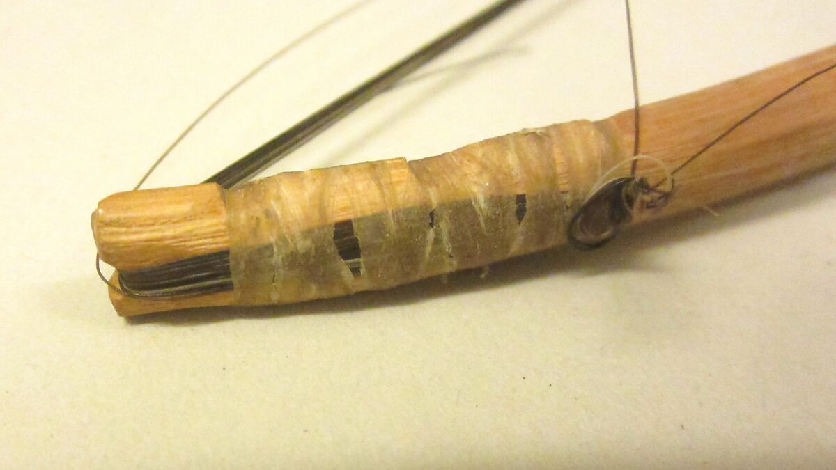 Tsii' Edo' Ai (bowed zither) Apache Fiddle, Wood, metal, gut, paint, horsehair, Native American (Apache)