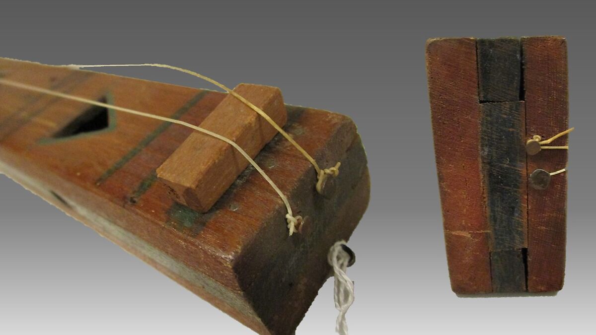 Tsii' Edo' Ai (bowed zither) Apache Fiddle, Wood, metal, gut, paint, horsehair, Native American (Apache)