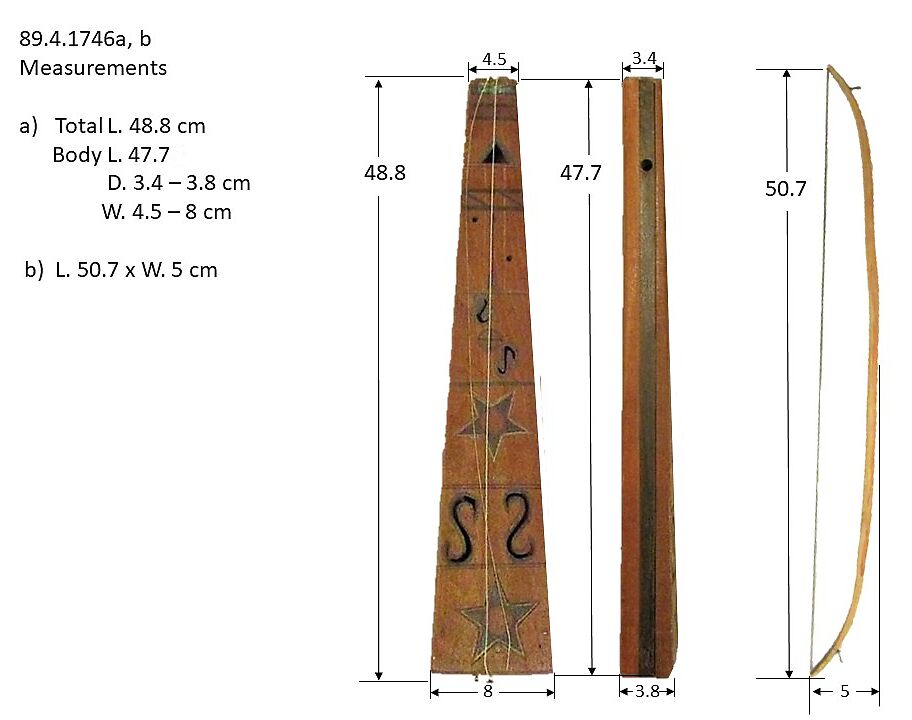 Tsii' Edo' Ai (bowed zither) Apache Fiddle, Wood, metal, gut, paint, horsehair, Native American (Apache)