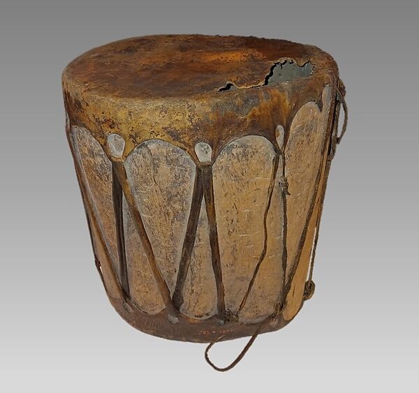 Drum, Wood, skin, Native American (Pueblo) 