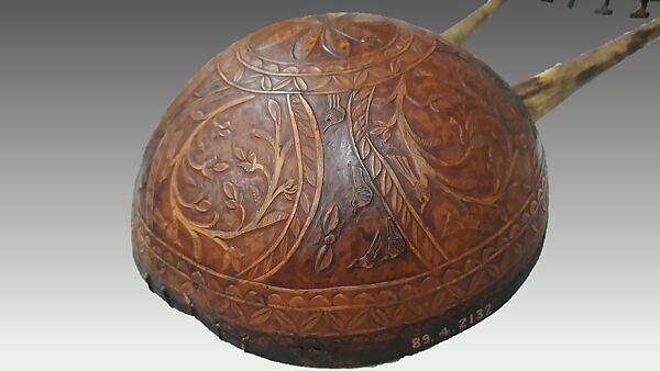 Lyre, Gourd, wood, animal hide, gut string, African (east)