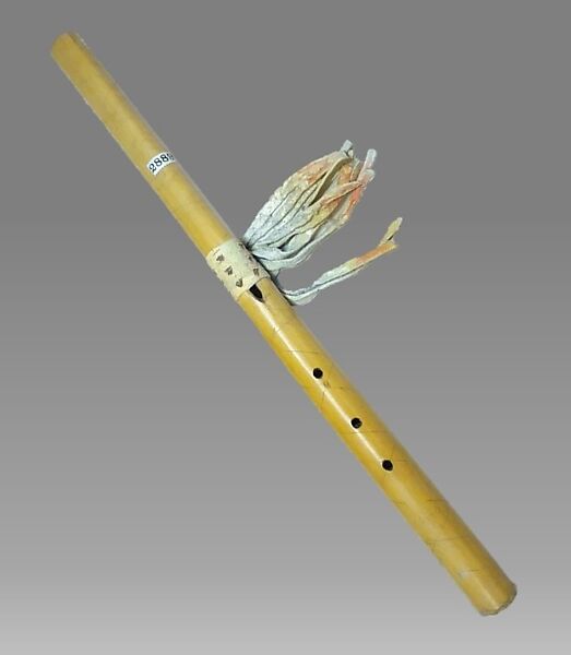 End-blown flute, cane, buckskin, Native American (Apache) 