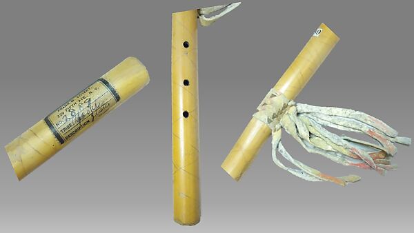 End-blown flute, cane, buckskin, Native American (Apache)