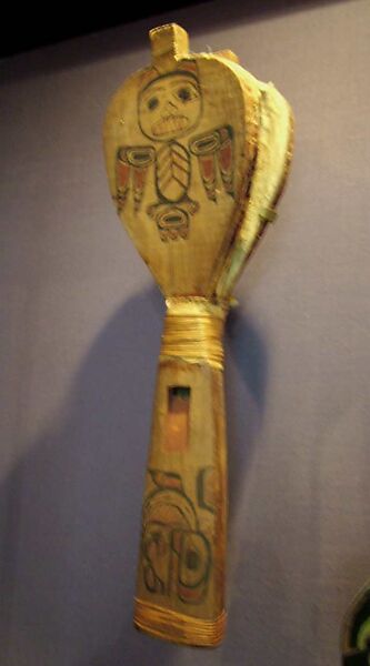 Stopped Pipe with bellows, wood, eel grass,metal, animal hide., Native American (Haida)