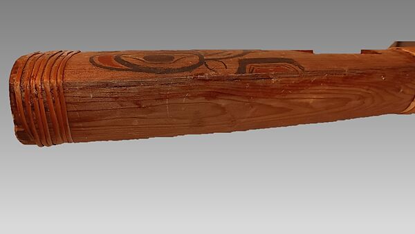 Stopped Pipe with bellows, wood, eel grass,metal, animal hide., Native American (Haida)
