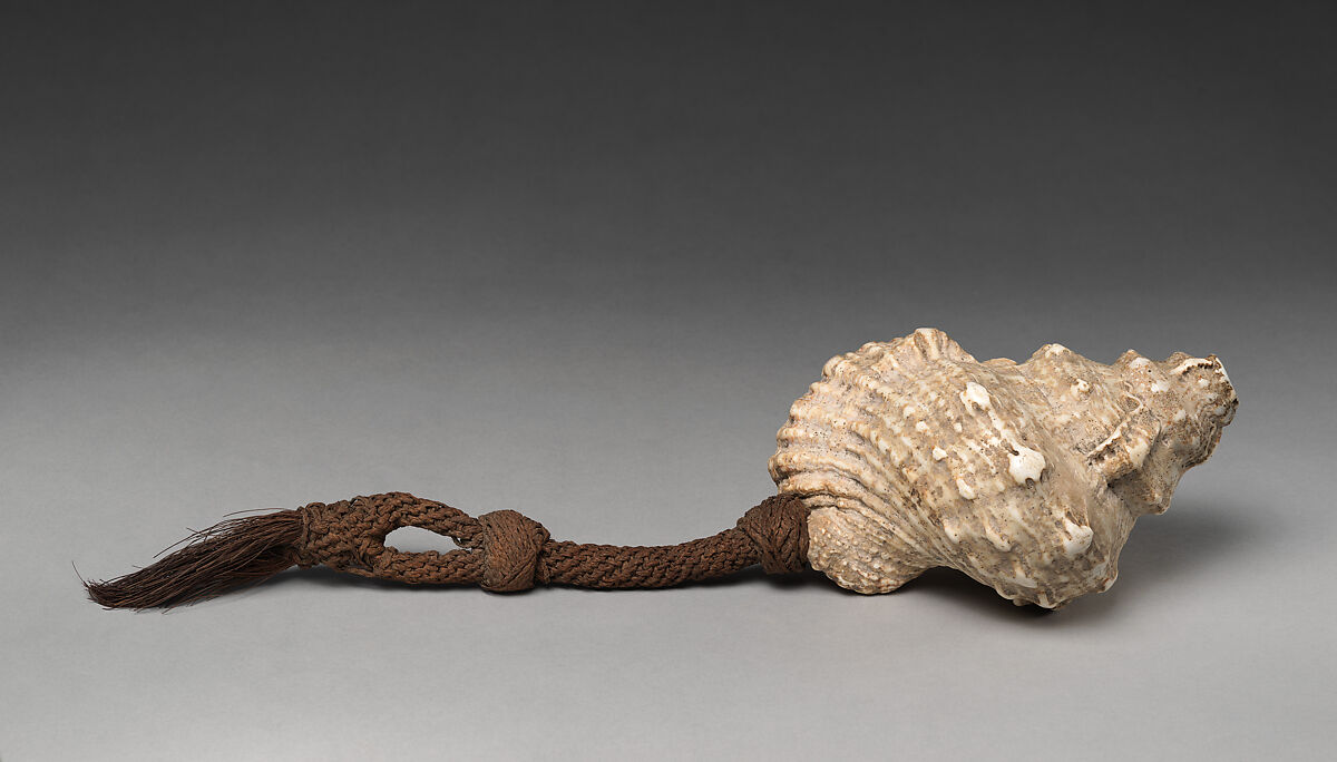 Conch Shell Trumpet (Davui), Shell (Ranella lampas), fiber, Melanesian (Fijian)