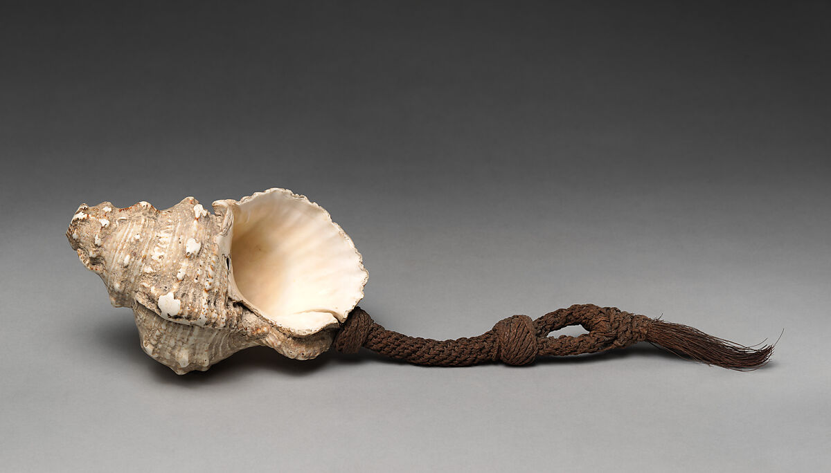 Conch Shell Trumpet (Davui), Shell (Ranella lampas), fiber, Melanesian (Fijian) 