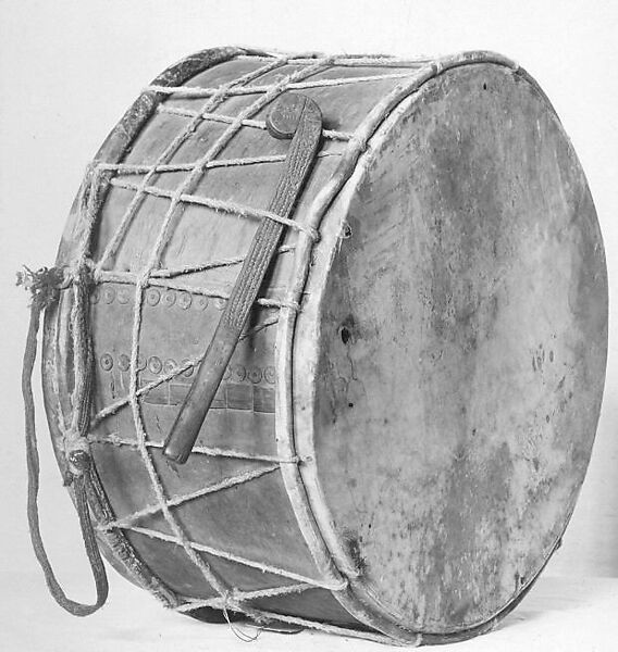 Drum, Wood (mahogany), skin, cotton cord, Native American (Brazilian)