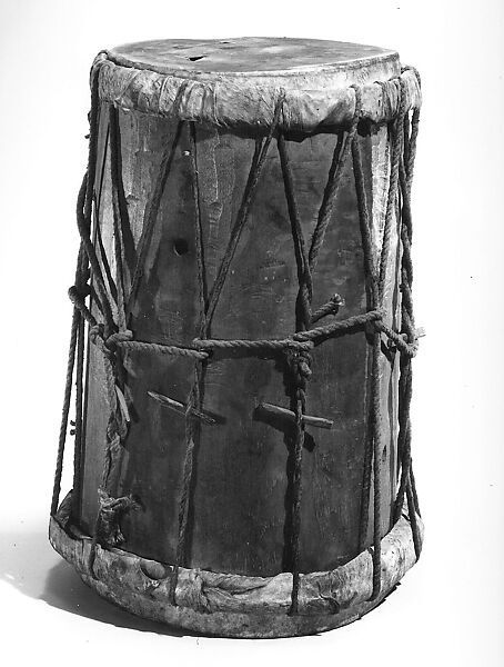 Drum, Wood, skin, twine, African 