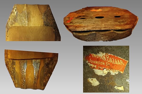 Triple Half-Stopped pipe, Wood, iron, resin, Native American (Northwest Coast)