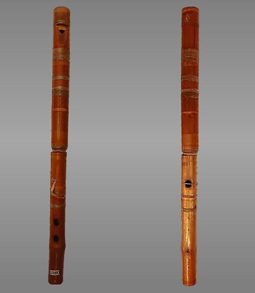 End-blown flute, Cane, wood, sinew, Native American (Tohono O'odham / Papago)
