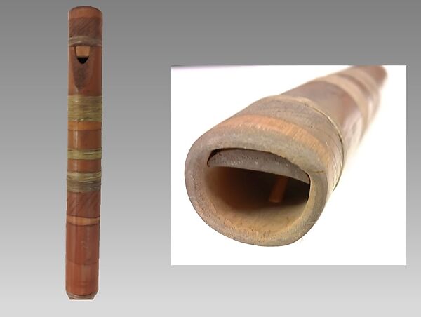 End-blown flute, Cane, wood, sinew, Native American (Tohono O'odham / Papago)