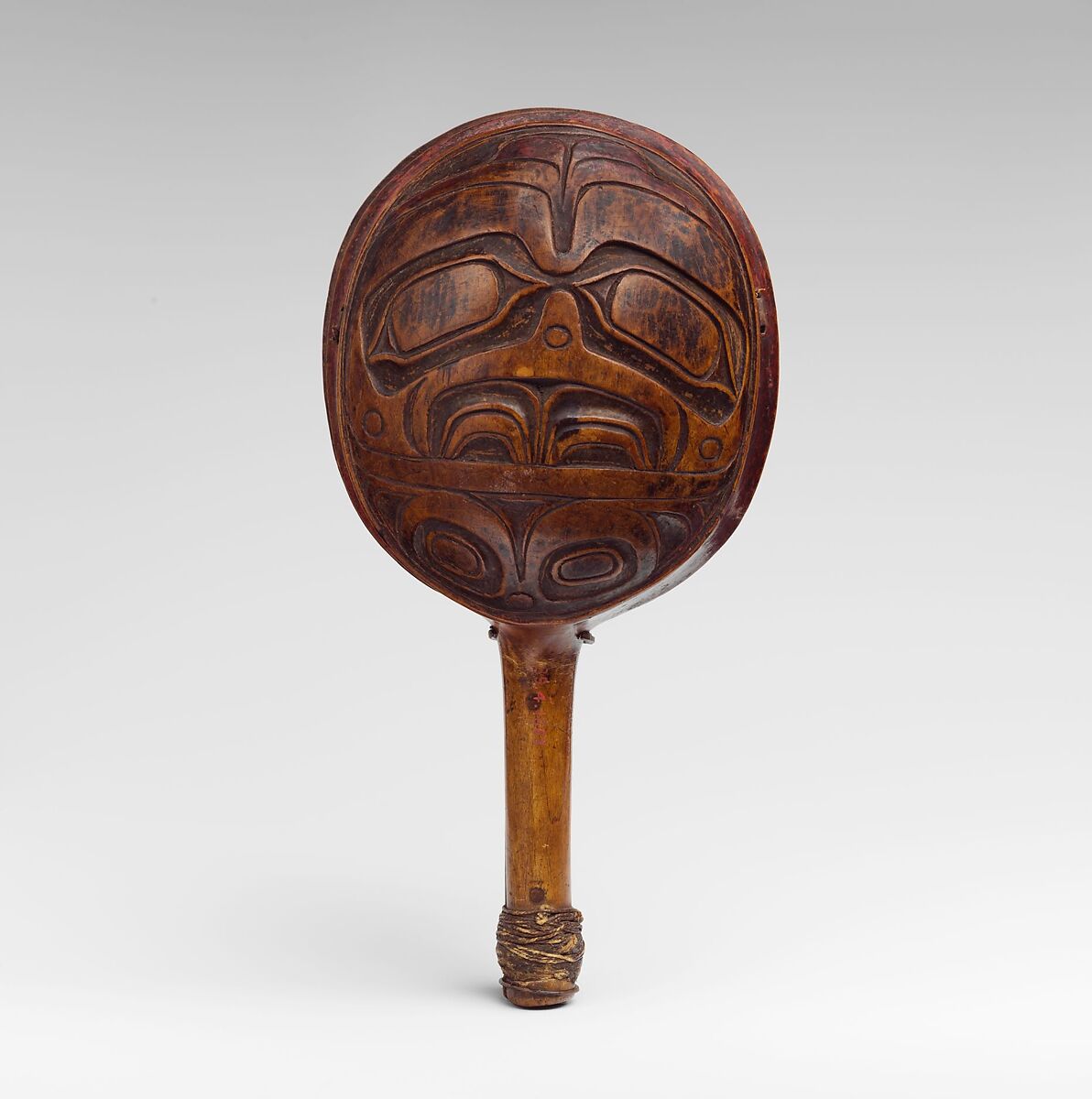 Rattle, Wood, string, pigment, Native American (Haida)