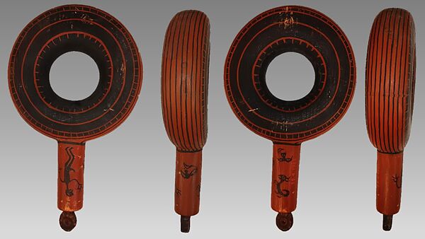 Rattle, wood, pebbles or pellets, polychrome, Native American (Kuskwogmiut or Inuit)