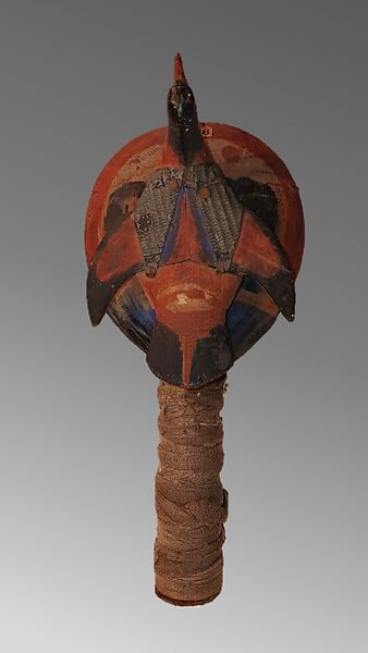 Rattle, wood, paint, cord, polychrome, Native American (Northwest Coast) 