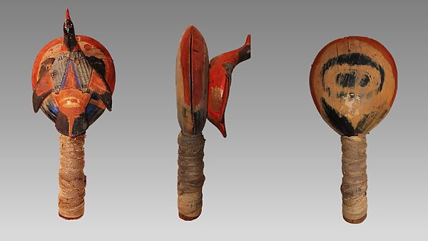 Rattle, wood, paint, cord, polychrome, Native American (Northwest Coast)