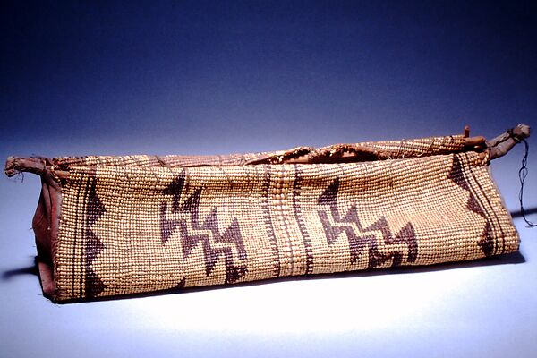 Jump dance basket rattle, wood, rawhide, sinew, vegetal fiber , pebbles, Native American (Hupa - Athabascan) 