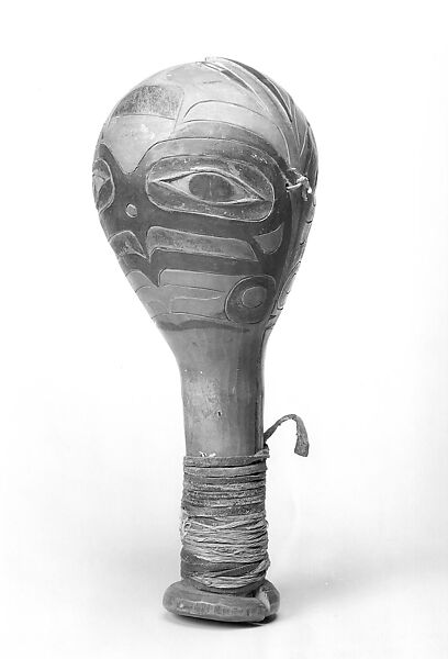 Rattle, Wood, sinew, polychrome, Native American (Haida or Tsimshian, probably)