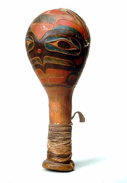 Rattle, Wood, sinew, polychrome, Native American (Haida or Tsimshian, probably) 