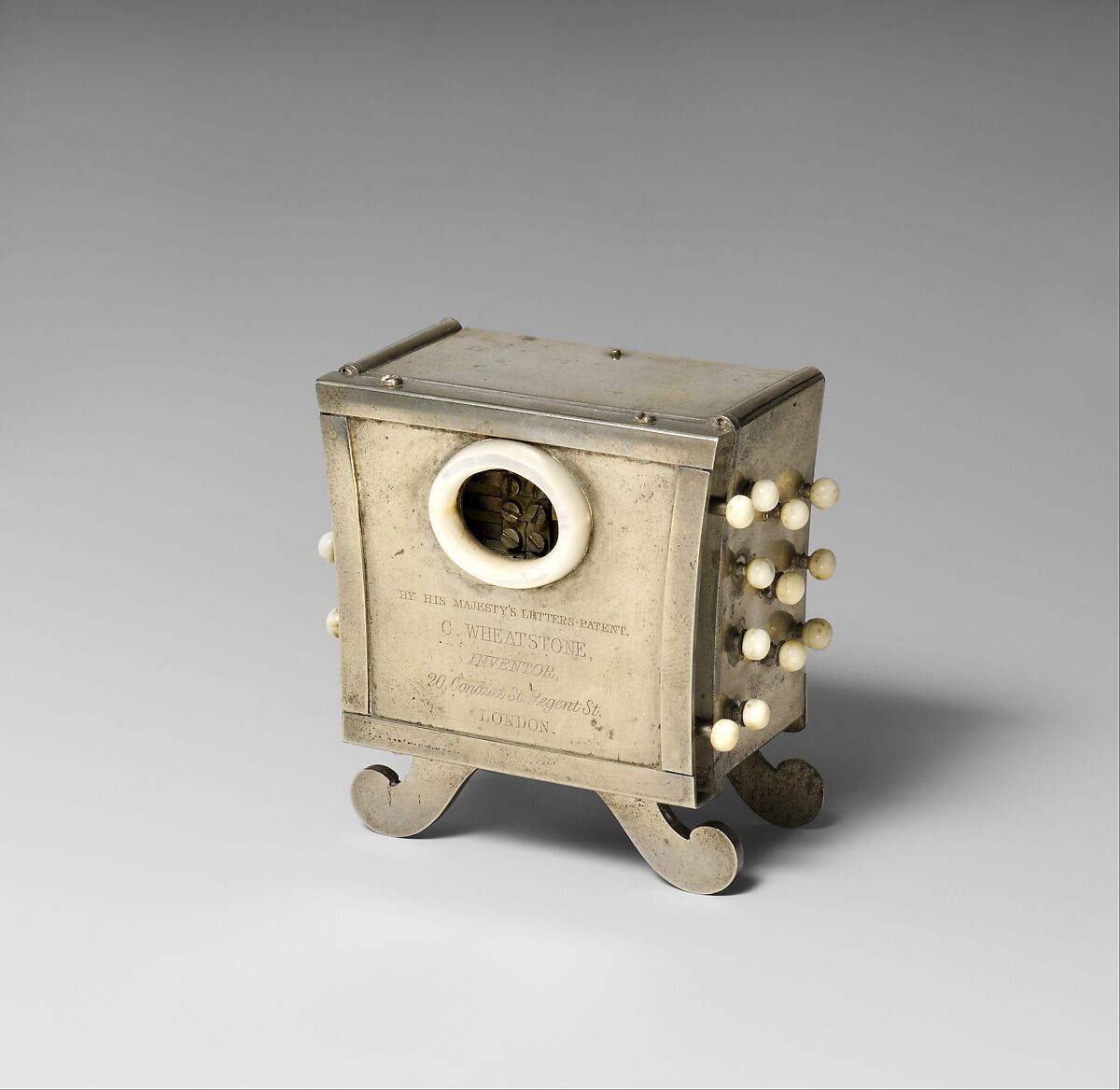 Symphonium, Charles Wheatstone (1802–1875), nickel silver, ivory, brass, mother-of-pearl, British