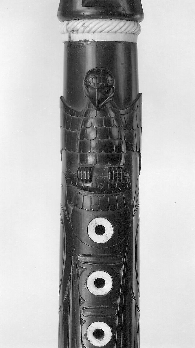 Duct Flute, Argillite, bone, Native American (Haida or Skidegate)