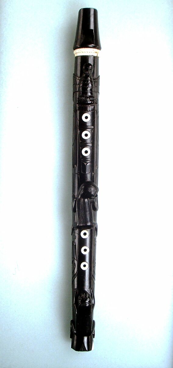 Duct Flute, Argillite, bone, Native American (Haida or Skidegate)