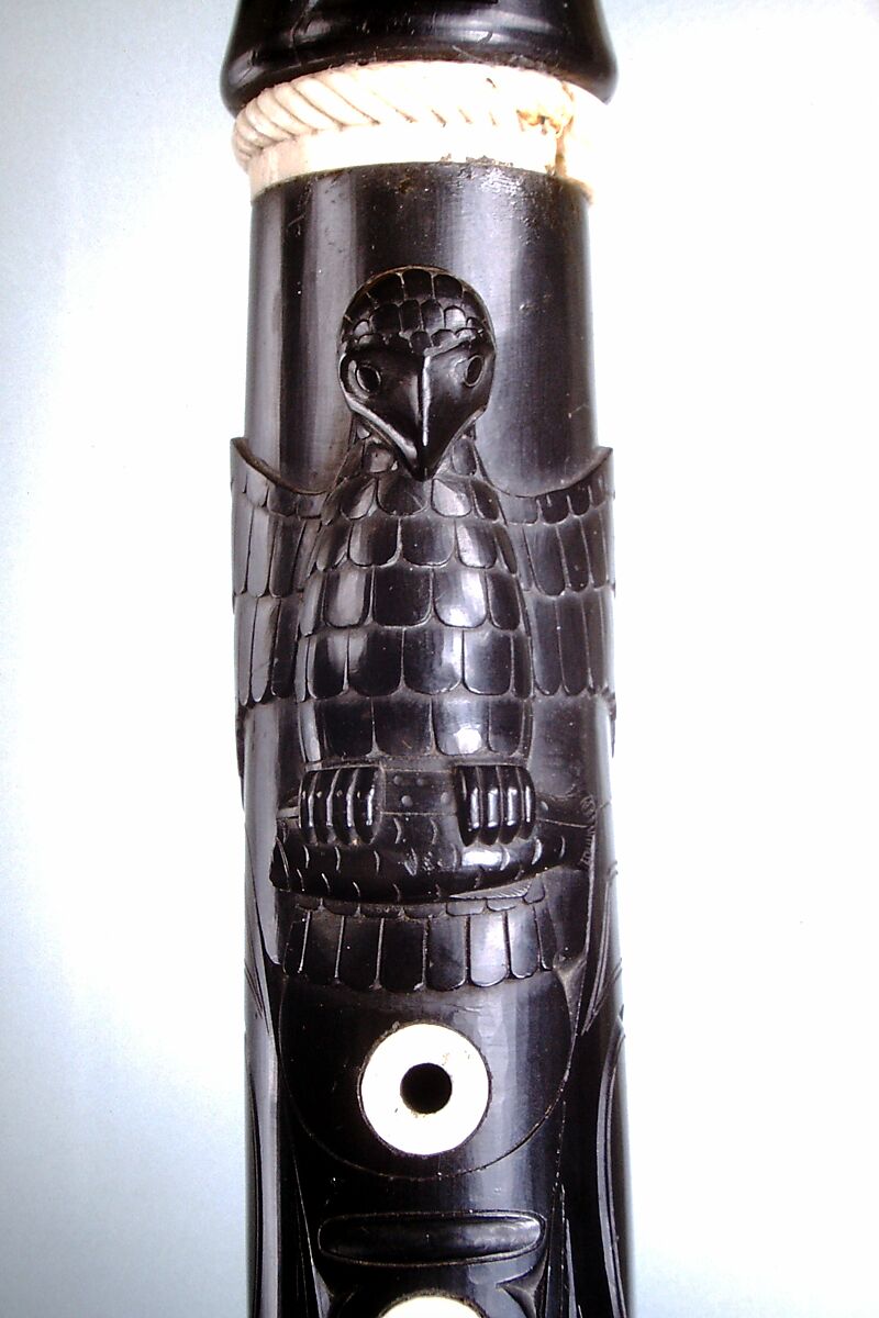Duct Flute, Argillite, bone, Native American (Haida or Skidegate)