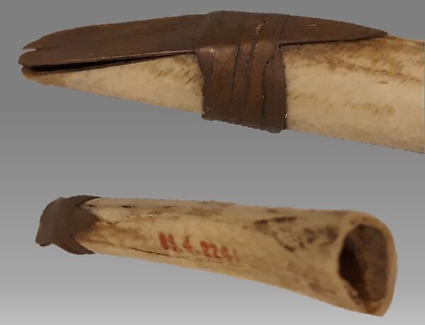 Reed Pipe, Makah (Kwih-dich-chuh-ahtx) or Aht, bone (eagle?), wood, split bark, Native American (Makah or Aht)