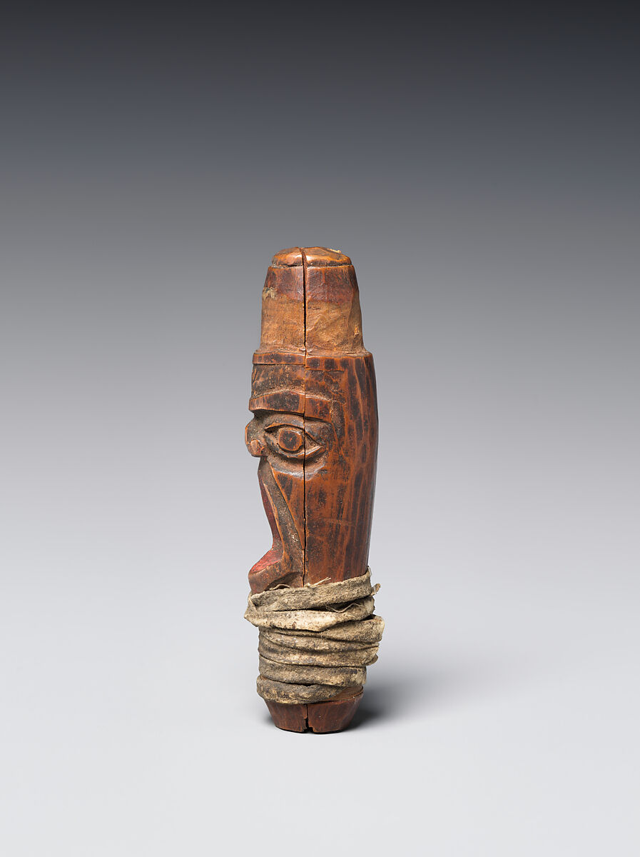 Whistle, Wood, pigment, sinew, Native American (Northwest Coast)