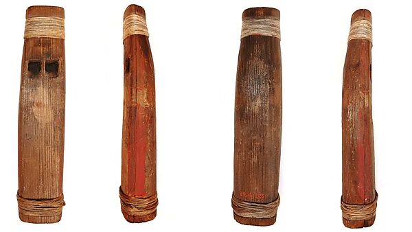 Stopped pipe, Wood (cedar or spruce), cord, Native American (Haida)
