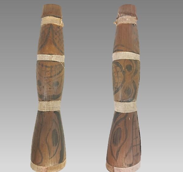 Reed Pipe, Wood (red cedar or spruce) cord, cloth, resin, Native American (Tsimshian)