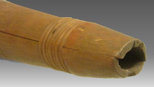 Reed Pipe, wood (red cear or spruce), spruce root, Native American (Tsimshian)