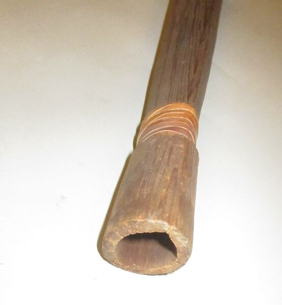 Reed Pipe, wood, fiber, Native American (Skittagetan, Haida probably)