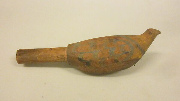 Rattle, Nootka, wood, pebbles(?), metal nails, polychrome, Native American (Nootka)