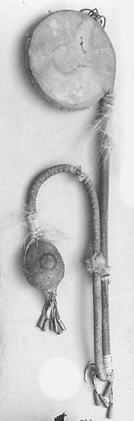 Rattle, Wood, hide, pellets, Native American (Southern Plains)